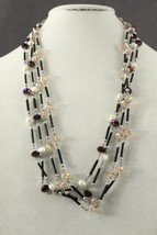MODERN Studio Artisan Crystal Pearl Hand Beaded Artisan Necklaces 60&quot; Long - £19.69 GBP