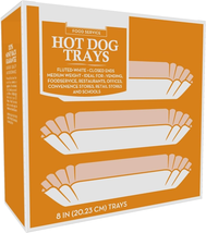 100 Paper Hot Dog Trays | White Hot Dog Wrappers | 8 Inch Hotdog Tray Holders Pl - £9.90 GBP
