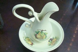 Vintage Formalities Pitcher and matching Bowl  By Baum Bros FRUITS - £42.83 GBP