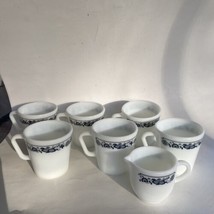 Coffee Tea Cups Pyrex Milk Glass Old Town Blue Onion 1410  Mugs D Handle 6 Bonus - £22.76 GBP