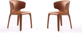 Manhattan Comfort Conrad Mid Century Modern Dining Chairs Upholstered, Saddle - $594.97