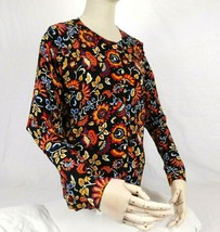 August Silk Heritage Womens Black Floral Button Up Shirt Sz S - $19.99