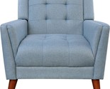 Alisa Mid Century Modern Fabric Arm Chair, Blue And Walnut, By Christopher - $227.93