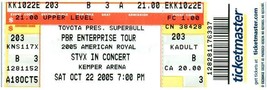 Styx Konzert Ticket Stumpf Oktober 22 2005 Kansas Stadt Missouri - £27.17 GBP