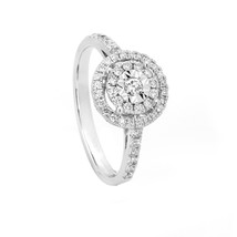 0.50 CT Round Cluster Moissanite Diamond Ring, Engagement Ring In 925 Silver - £59.94 GBP