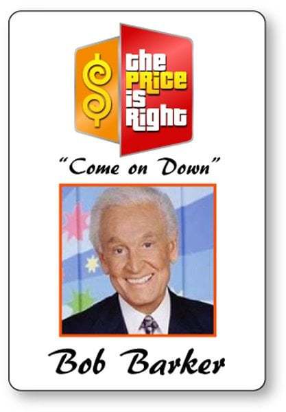 Primary image for BOB BARKER from The Price is Right T V  Game Show Name Badge with pin Fastener H