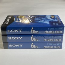 Sony Blank VHS Tapes 6 HR Premium Grade T-120 New Sealed Lot Of 3 - £11.52 GBP
