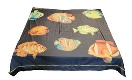 Cejon Womens Scarf Beach Wear Wrap Black Multicolored Fish 63” X 46” - $29.00
