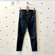 27 - AGOLDE $198 Black Leatherette Sophie High Rise Crop Jeans 0326RS - £39.15 GBP