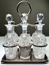 Richard Richardson Sheffield RR 2575½ Antique 6 Bottle Cut Glass Silver Cruet - £156.93 GBP