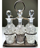 Richard Richardson Sheffield RR 2575½ Antique 6 Bottle Cut Glass Silver ... - $273.52 CAD