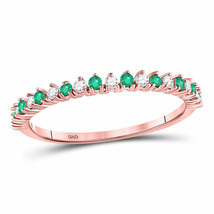 10kt Rose Gold Womens Round Emerald Diamond Stackable Band Ring 1/5 Cttw - £192.77 GBP