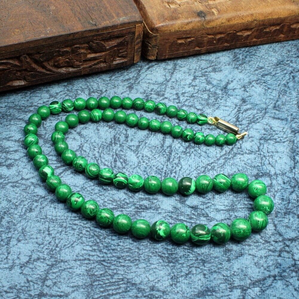 Primary image for 149CT Green Malachite beads single line Necklace 19"