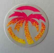 Authentic HEATWAVE Visual STICKER 3 1/2&quot; round Palm logo Pink Yellow Awe... - $3.95
