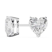 18k White Gold Heart Shape Diamond Stud Earrings .50 Carats - £1,053.19 GBP