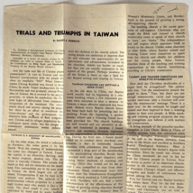 1957 Baptist &amp; Reflector Magazine Article Trials and Triumphs in Taiwan Vintage - £31.41 GBP