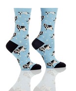 Women&#39;s Premium Crew Socks Yo Sox Cow Motifs Size 6 - 10 Cotton Blend - £7.78 GBP