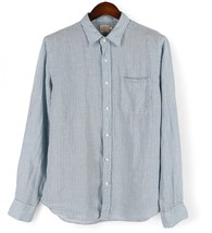 Faherty Laguna Linen Shirt Mens Large Summer Blue Check Long Sleeve Classic - $25.93