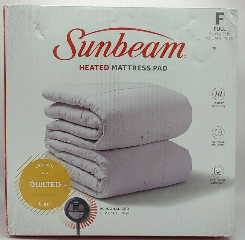Primary image for Sunbeam SlumberRest Premium Electric Heated Quilted Mattress Pad Full Cotton