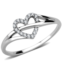 Highly polished (no plating) Heart Shaped Stainless Steel Ring with AAA grade Cl - £19.20 GBP