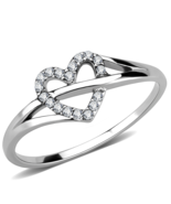 Highly polished (no plating) Heart Shaped Stainless Steel Ring with AAA ... - £18.83 GBP