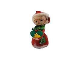 Vintage Traditional Mrs. Claus Poinsettia Christmas Holiday Small Figure  - £11.63 GBP