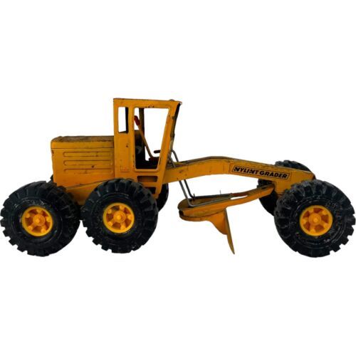 Vintage Nylint Motor Grader Pressed Steel 1950s Construction Toy Yellow 16" - $46.75