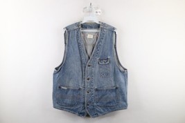 Vintage 90s Streetwear Womens 18 Distressed Denim Jean Trucker Vest Jack... - $59.35