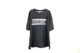 Vintage Quiksilver Surfing Mens 2XL Faded Spell Out Short Sleeve T-Shirt Black - £30.92 GBP
