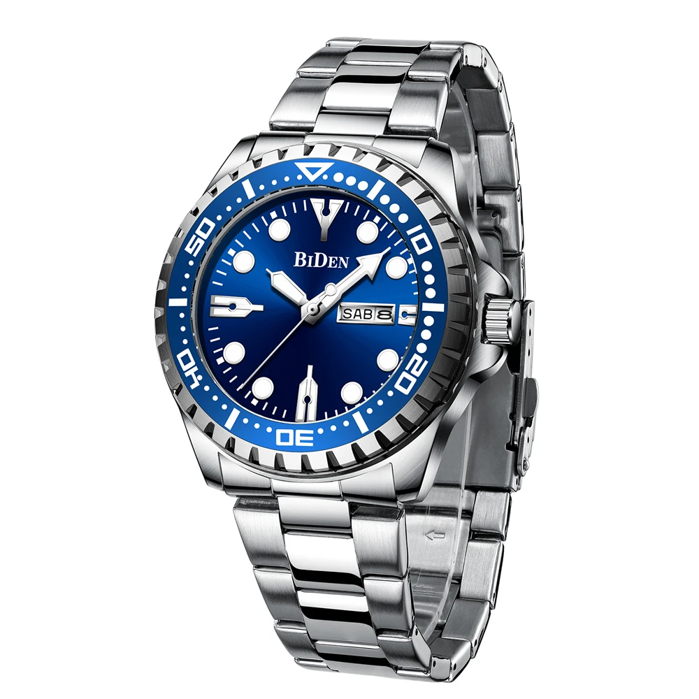  Men Quartz Watch Full Stainless Steel Business Wristwatch For Male Calendar Dat - £42.46 GBP