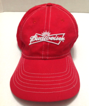 Budweiser Beer Emblem One Size Trucker Hat Baseball Cap Red Embroidered Vintage - £20.80 GBP