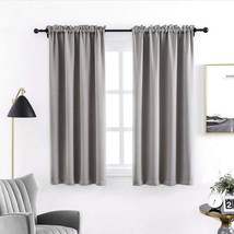 Anjee Curtains For Bedroom, Space Grey 52X45 Inch 2 Panels Rod Pocket Drapery, - £29.86 GBP