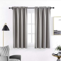 Anjee Curtains For Bedroom, Space Grey 52X45 Inch 2 Panels Rod Pocket Drapery, - $37.98