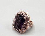 Purple Stone Cocktail Ring Rectangle Cut Filigree Size 8 Italicized B St... - $38.69