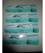 CUSTOM DESIGN ~CEILING FAN W/ LIGHT- OCEAN SEA  DOLPHINS CRYSTAL WATER S... - $164.24 CAD