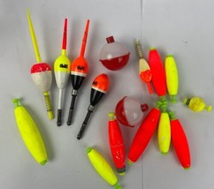 Lot Of 16 Fishing Bobbers Round Floats Red White Orange Thill Yellow Look - £12.38 GBP