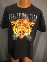 Harley Davidson Motocicletas las Vegas Nevada Fire Hog Imagen Negro Camiseta Lrg - £28.09 GBP