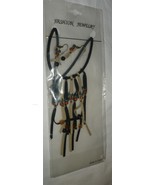 FASHION JEWELRY SET LEATHER NECKLACE &amp; EARRINGS NEW GREAT FOR A GIFT - £13.29 GBP