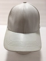 Vtg. 80&#39;s Genuine Leather Adjustable Winner White Color Plain Baseball Cap Hat - £45.48 GBP