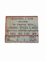 1982 Crosby Stills And Nash Ticket Stub, Dec 7 Seattle Center Coliseum - £9.26 GBP