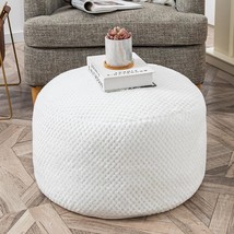 Pouf Ottoman Unstuffed,Pouf Ottoman Foot Rest(No Filler),Floor, White Pouf Cover - £32.10 GBP