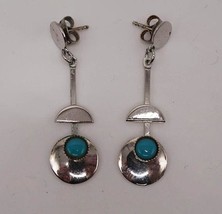 Turquoise Silver Tone Earrings Fashion Jewelry - $19.79