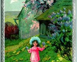Raphael Tuck Happy Easter Little Girl Holding Flowers Embossed DB Postca... - $7.19
