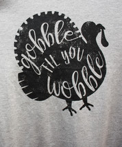State of Mine Gobble Till You Wobble Womens Long Sleeve Gray T-Shirt Size Medium - £10.23 GBP