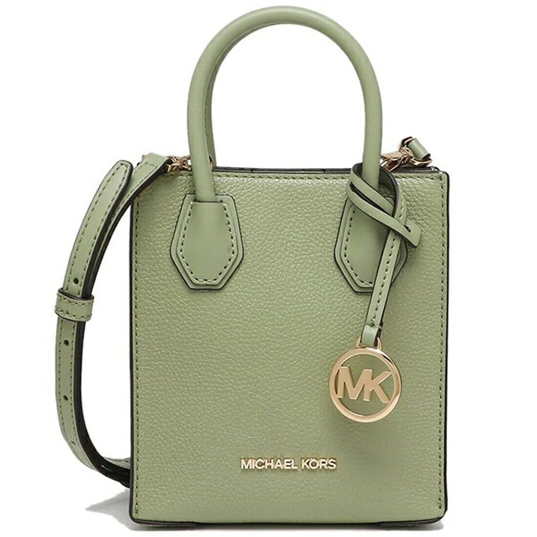 Michael Kors Mercer XS NS Shopper Crossbody Army Green Leather 35S1GM9T0L NWT