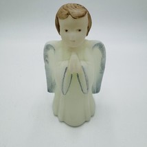 Vintage 1970 Fenton Praying Ivory 4.5&quot; Angel Glass Glitter Hand Painted Figurine - £40.27 GBP