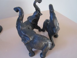 Cast Iron Dance Of Elephants Figurine Paperweight 5&quot; Original - £99.22 GBP