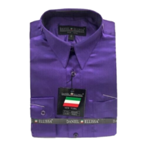 Daniel Ellissa Boys&#39; Purple Satin Dress Shirt with Pocket 100% Polyester... - $24.99