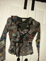 Alberto Makali  Multicolored Funky  Rouched  Sexy Artsy Blouse Top Sz M - £38.10 GBP