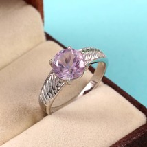 Classic Natural Amethyst Ring Engagement Ring Handmade 925 Sterling Silver Ring - £28.30 GBP